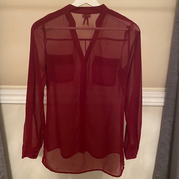 DYNAMITE Sheer Button-up Blouse - Picture 3 of 3
